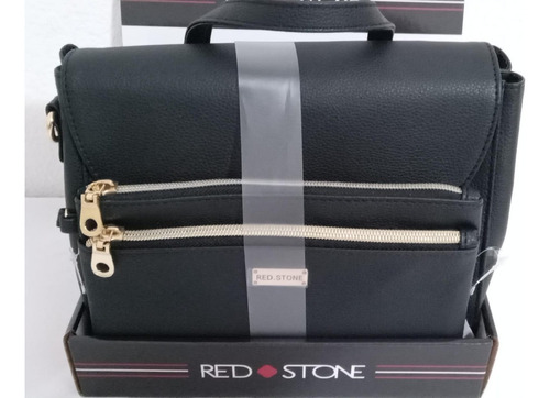 Bolsa De Mano Multiusos Y Cosmetiquera Red Stone Color Negro
