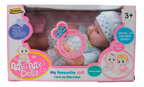 Muñeco Bebé Azul Juguete Plástico May May Baby Con Sonido
