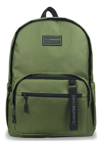 Mochila Urbana Unisex Porta Notebook Swissbrand Juvenil Verde Oscuro Liso