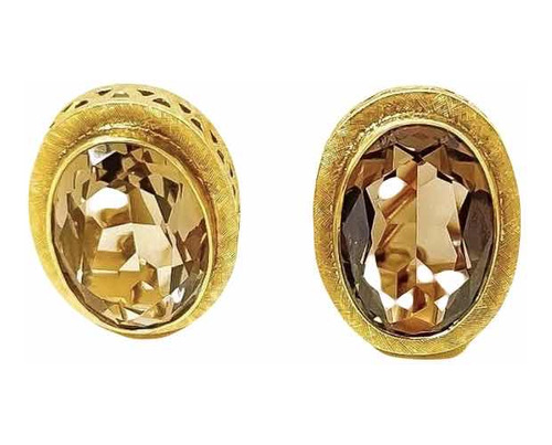 Aros Topacio Ahumado Oro 18k