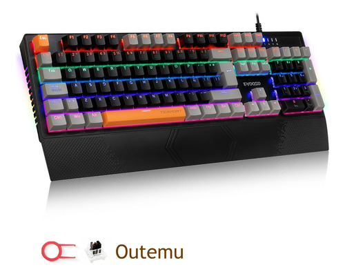 TERPORT Teclado Español K-662 Al 100% Switch Outemu Cafe Hotswap, Teclado Computadora Ergonómico De 105 Teclas Antighosting Con Luces Arcoiris, Teclado Español Para pc/laptops