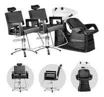 Comprar Kit 1 Lavatório Porcelana + 2 Cadeira Poltrona Reclinável Hidráulicas Dompel Pu002F Salão Cabeleireiro Profissional