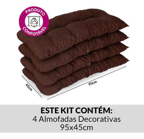 Kit 4 Almofadas Decorativas Assento Sofá Varias Cores Marrom Liso