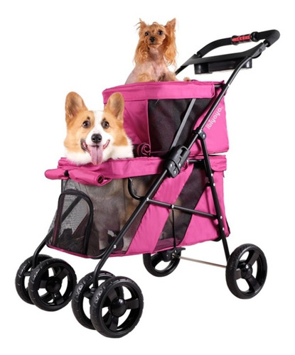 Imagen 4 de 10 de Cochecito Doble Paseo Ibiyaya Decker Pet Bus Mascotas 21 Kg