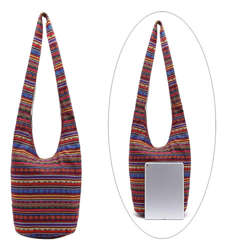 Bolso De Hombro De Lino Y Algodón Bohemio Hippie