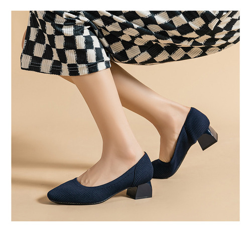 Zapatos Tejidos Transpirables De Tacón Medio De 4 Cm 2024 [u