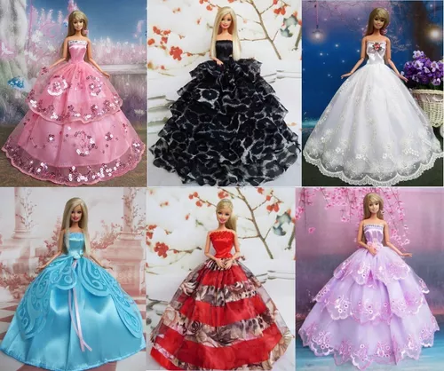 Lote 10 Vestidos Para Bonecas Barbie - Sem Repetição