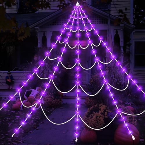 Luces Led Morado Telaraña Gigante Exterior 5 Mts 150 Luces