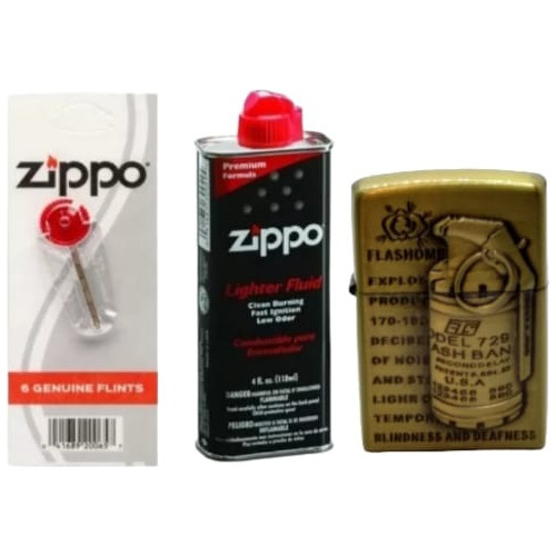 Kit Zippo / Gas ,piedras+ Encendedor Tipo Zippo Granada Humo