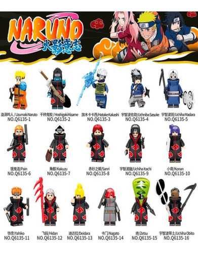 Naruto Shippuden Set Mini Figuras Construcción Bloques 15pzs