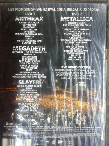 Imagen 2 de 5 de Metallica Megadeth Slayer * Live Bulgaria * 2 Dvd * Original