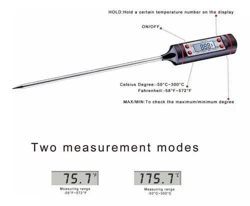 Termómetro de cocina digital 50 a 300 °c 