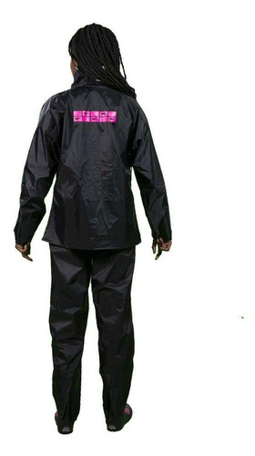 Imagem 4 de 6 de Capa De Chuva Feminina Nylon Delta New Star Preto Rosa Moto