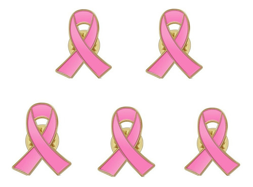 5 Pin Lazo Rosa Lucha Contra Cancer De Mama Broche Metálico