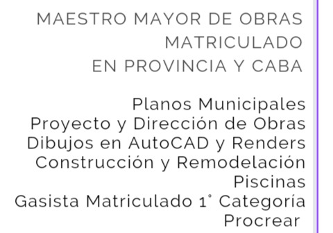 Maestro Mayor De Obras, Planos Municipales, Procrear, Gas