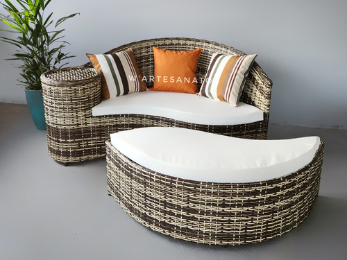Sofá Chaise Dubai 1.60cm Fibra Sintética Vime Área Externa