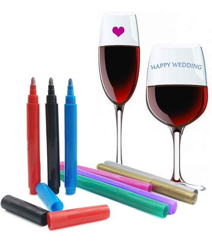 Set De 8 Marcadores De Colores Para Copas De Vino - Cnymany