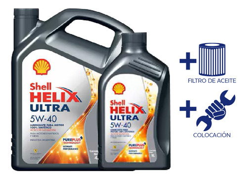 Cambio De Aceite Shell Helix Ultra 5w40 5l+fil Ac+colocació