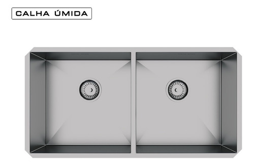 Imagem 5 de 7 de Cuba Dupla Inox Quadrada Pia C/ Válvula 80x40 Embutir