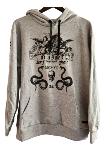 Buzo Con Capucha Hoodie Gris Ona Saez Talle 2 Hombre Promo 