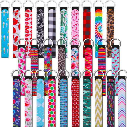 30 Piezas De Neopreno Pulsera Llavero Cordón Mano Muñ...