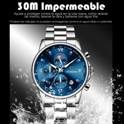 Relojes Para Hombre Lige Casual Acero Reloj Impermeable