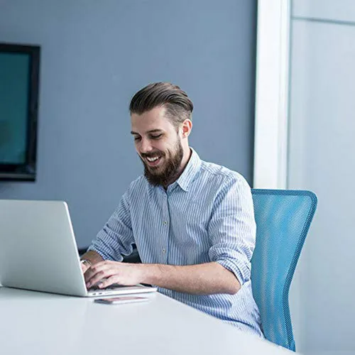 Silla De Oficina Ergonómica Azul Sin Brazos Con Soporte Lumb