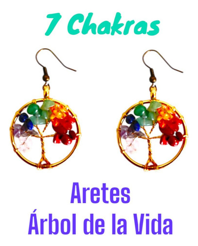 Kit Collar Y Aretes (3 Juegos) Árbol De La Vida 7 Chakras Multicolor