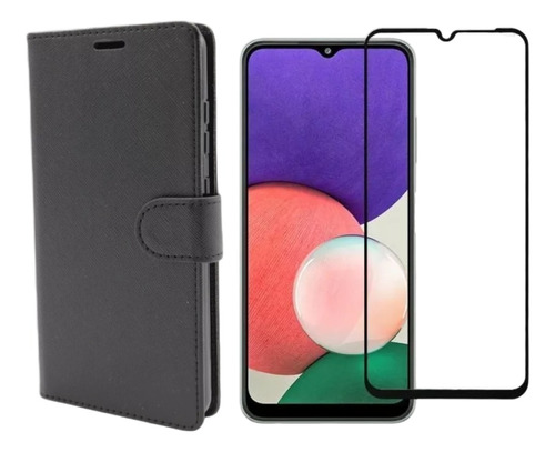 Libreta Con Tapa + Vidrio Templado Para  Samsung A22