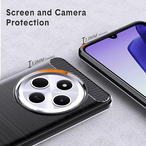 Funda Tpu Fibra Carbono + Templado Para Redmi 14c / Poco C75