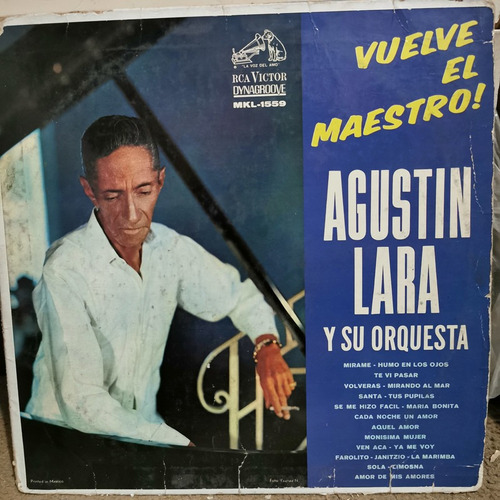 Disco Lp Agustin Lara-vuelve El Maestro De Lara