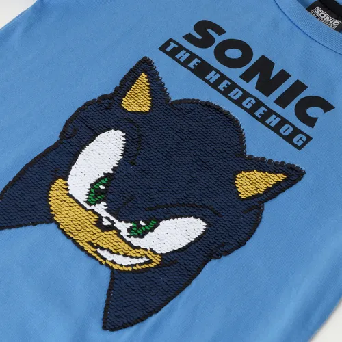Polera Manga Larga Niño Reversible Azul Sonic