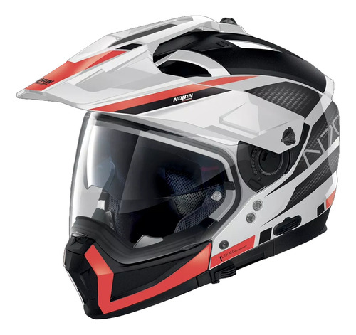 Casco Nolan N70-2 X Earthquake N-com 49 Bco/ngo/rojo