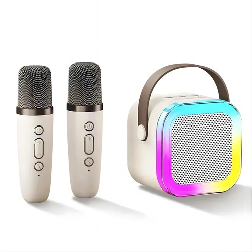 Caixa De Som Bluetooth Colorful Karaoke Com 2 Microfones