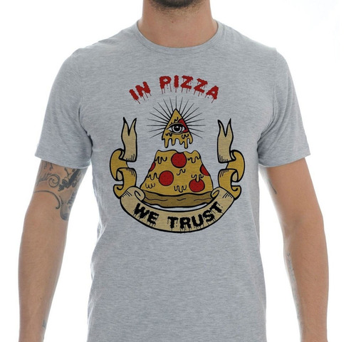 Pizza Remera Gris Unisex Varios Modelos 