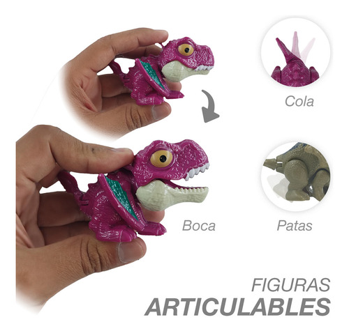 4 Pack Dinosaurios Mordelones Jurassic Juguete Rex