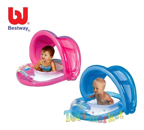 Imagen 4 de 6 de Flotador Asiento Con Techo Inflable Salvavidas Bebe Bestway