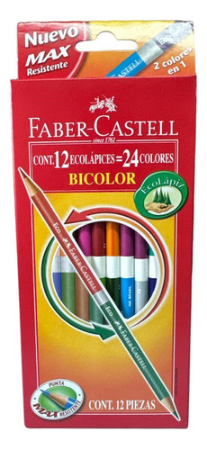 Lapices Faber Castell Bicolor X12u.  2 Puntas = 24 Colores 