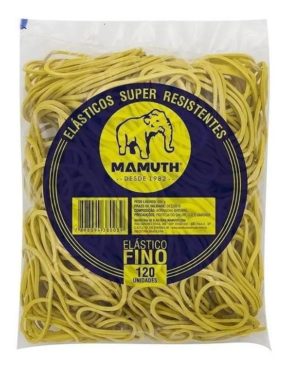 Elástico Amarelo 8 cm 120 Unidades Mamuth 100g Espessura 2 mm