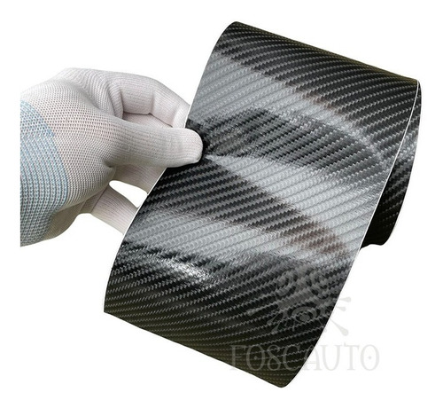 Fita Adesivo Fibra Carbono Preto 4d Envelopa 1,00m X 12cm