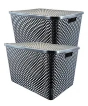 Comprar Set 2 Cajas Organizadoras Plástica Simil Ratan 40 Lts Arqpl