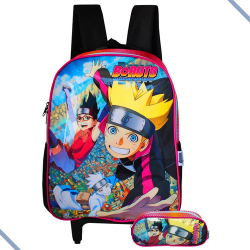 Mochila Rodinha Boruto  Estojo Naruto Next Generations Rosa