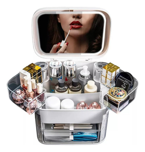 Organizador Maquillaje Led Con Espejo Y Gran Capacidad, Prue