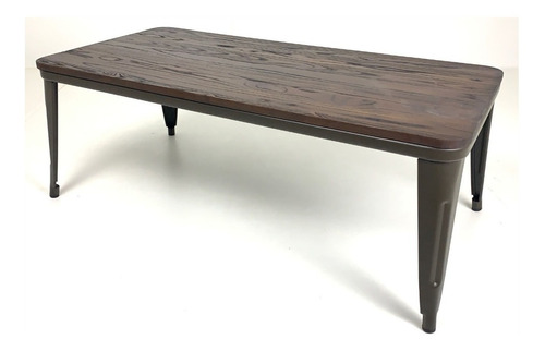 Mesa Tolix Central De Living Hierro Y Madera Maciza