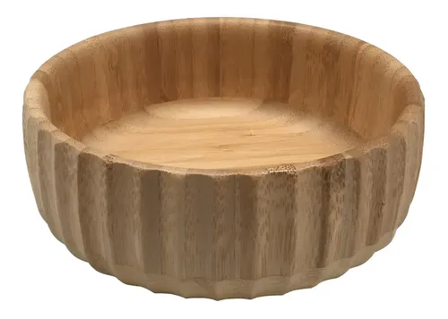 Bowl Saladeira Canelado De Bambu Oikos 19cm Redondo Multiuso
