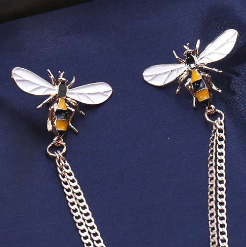 Collar Pin Abeja Para Cuello De Camisa Con Cadena A