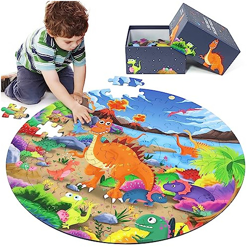 Dinosaur Floor Puzzles For Kids Ages 3-8, 70 Piece Larg...