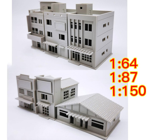 1/64 Ho Building Modelo Ensamblado, 10.5cmx13.5cmx12.8cm
