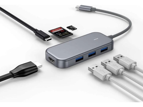 Hub Adaptador Com Usb Usb-c Hdmi Cartão Sd Micro Sd Tedge