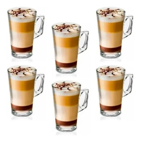 Conjunto 6 Xícaras Taca Capuccino Chocolate Cafe 225 Ml-lyor